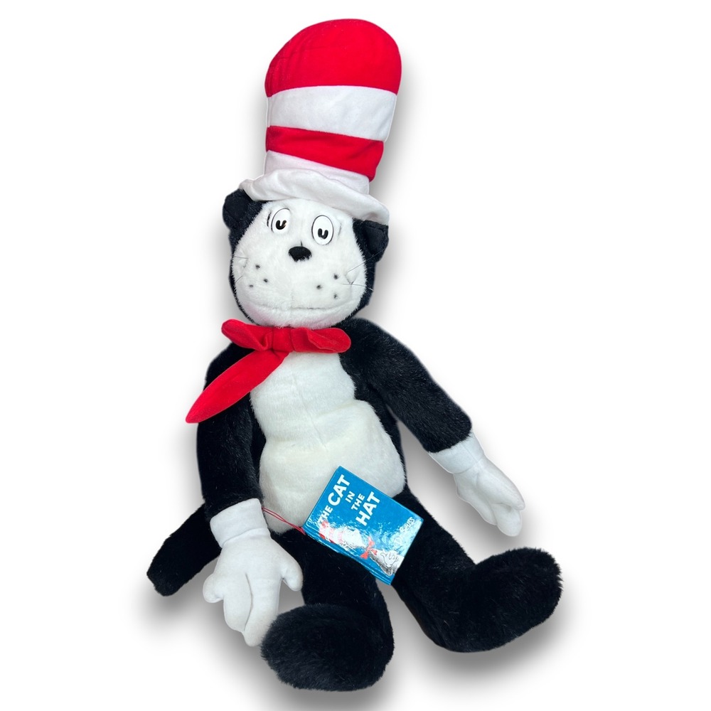 Vintage 1995 Dr Seuss Cat in the Hat Plush 30" Jumbo Macy's Exclusive w Book